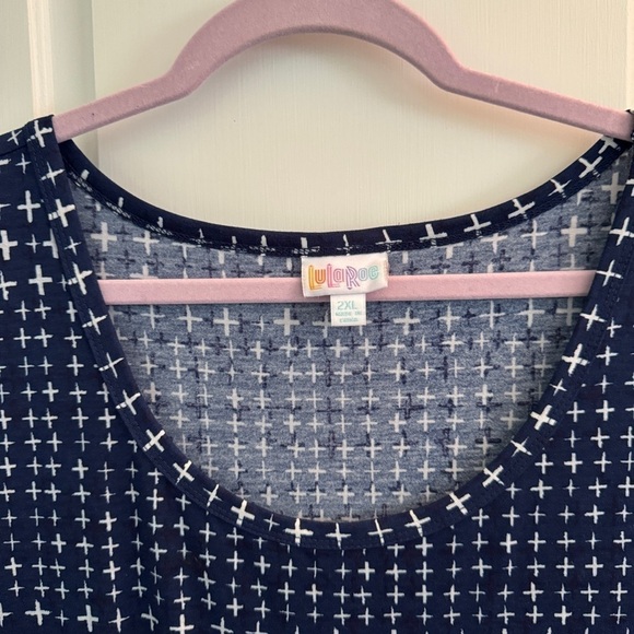 LULAROE Nicole Dress Navy Blue White Pattern 2XL - Like new! - Picture 3 of 5